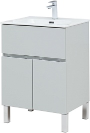 Aquanet Тумба с раковиной Алвита New 60 1 ящик 2 дверцы серая матовая – фотография-4